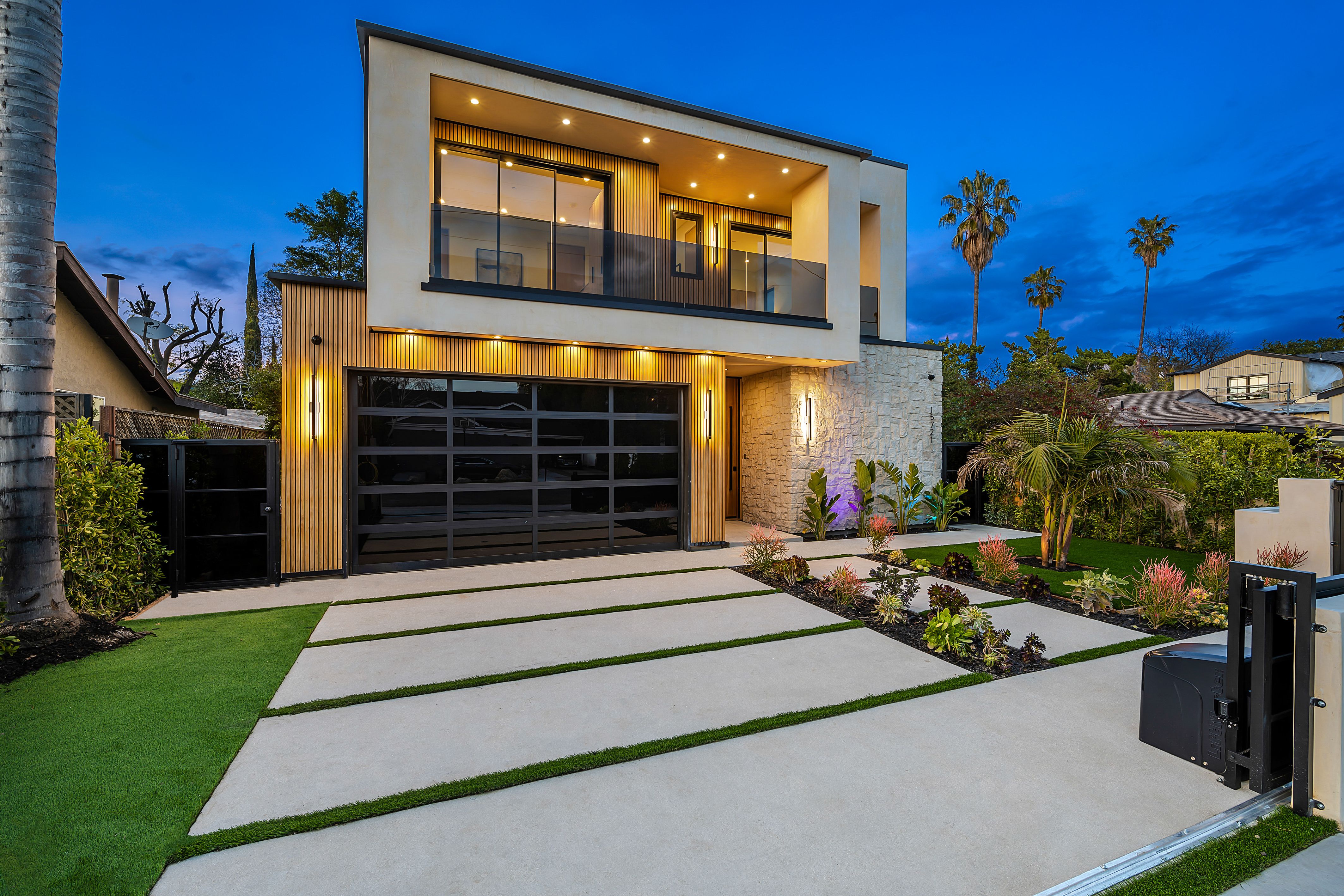 Modern high-end home at twilight